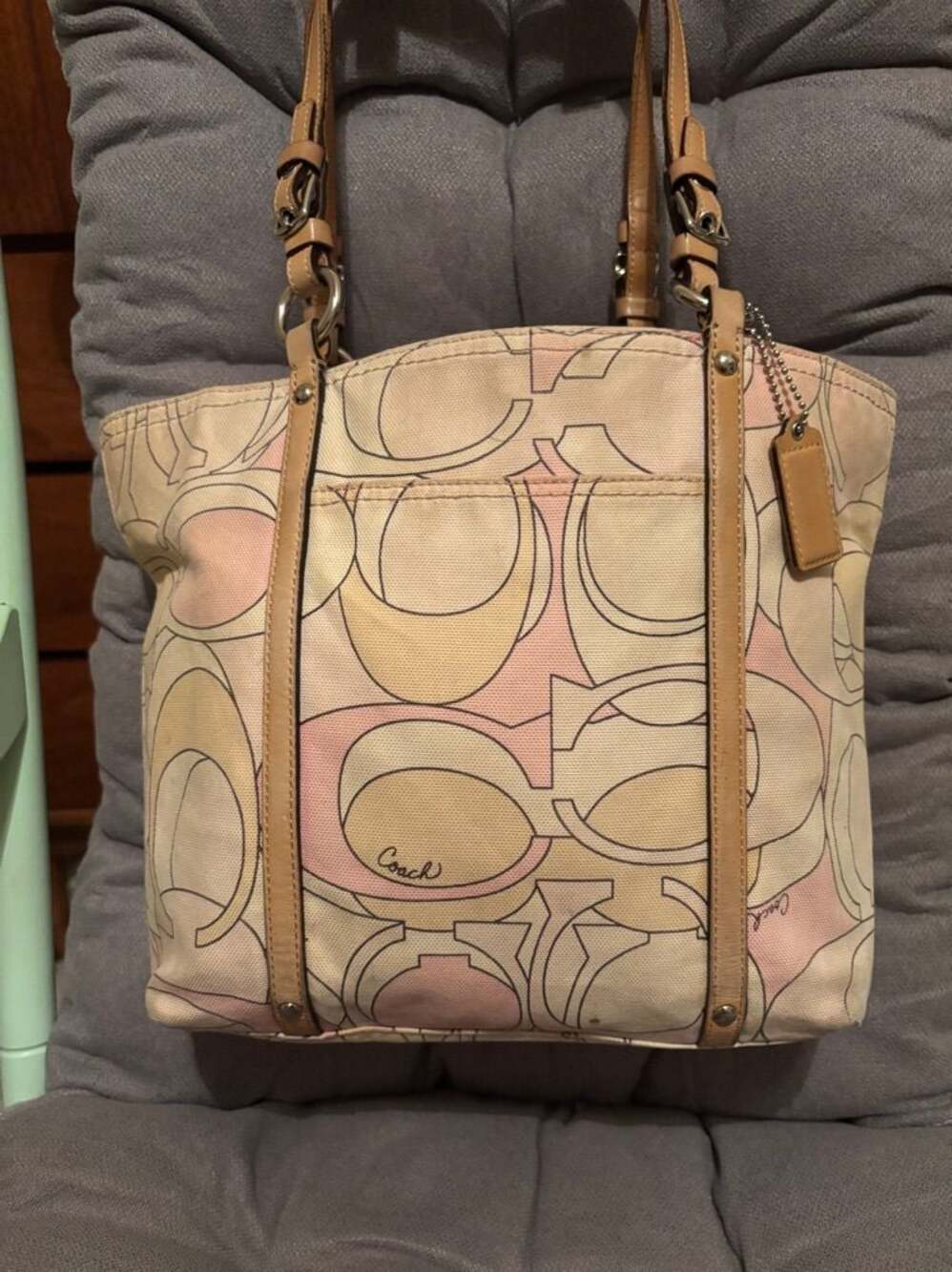 Coach Gallery Optic Signature Multi-Color Canvas Tote Bag